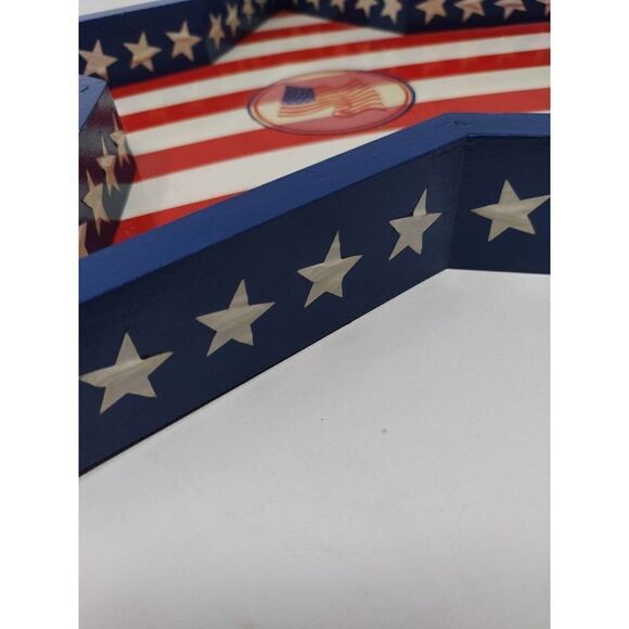 Lot of 3 Patriotic Serving Trays USA America Red White and Blue Bicentennial 4th - Picture 7 of 7